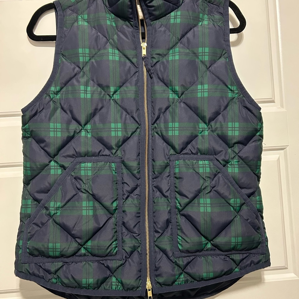 J. Crew Green and Blue Plaid Vest